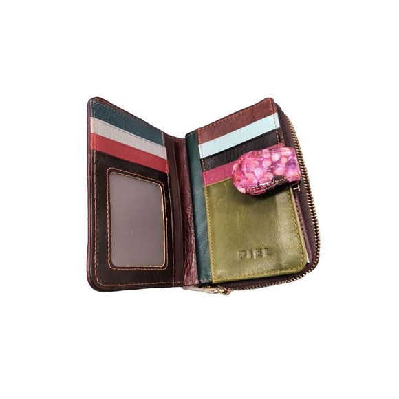 Art de Piel Genuine Leather Wallet Made in Mexico Patchwork Floral Multicolor - Picture 5 of 5